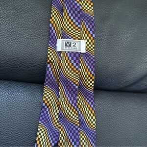 Genuine Versace V2 Tie 100% Silk Yellow Black Purple
